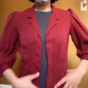 red checkered sheer blouse